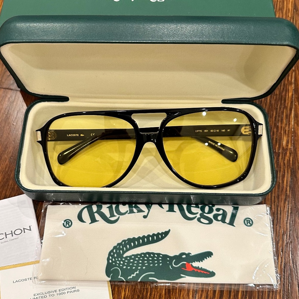 Lacoste Unisex Yellow Sunglasses- NEW with accessories